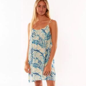 Sisstrevolution Palm City Dress Blue Cream Tropical Print NWT Size Small